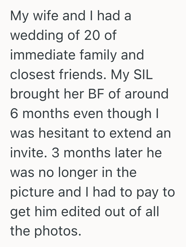 Screenshot 2025 05 06 at 11.13.59 AM Couple Chose To Exclude Plus Ones From Their Small Wedding Guest List, But The Grooms Brother Accused Them Of Being Disrespectful